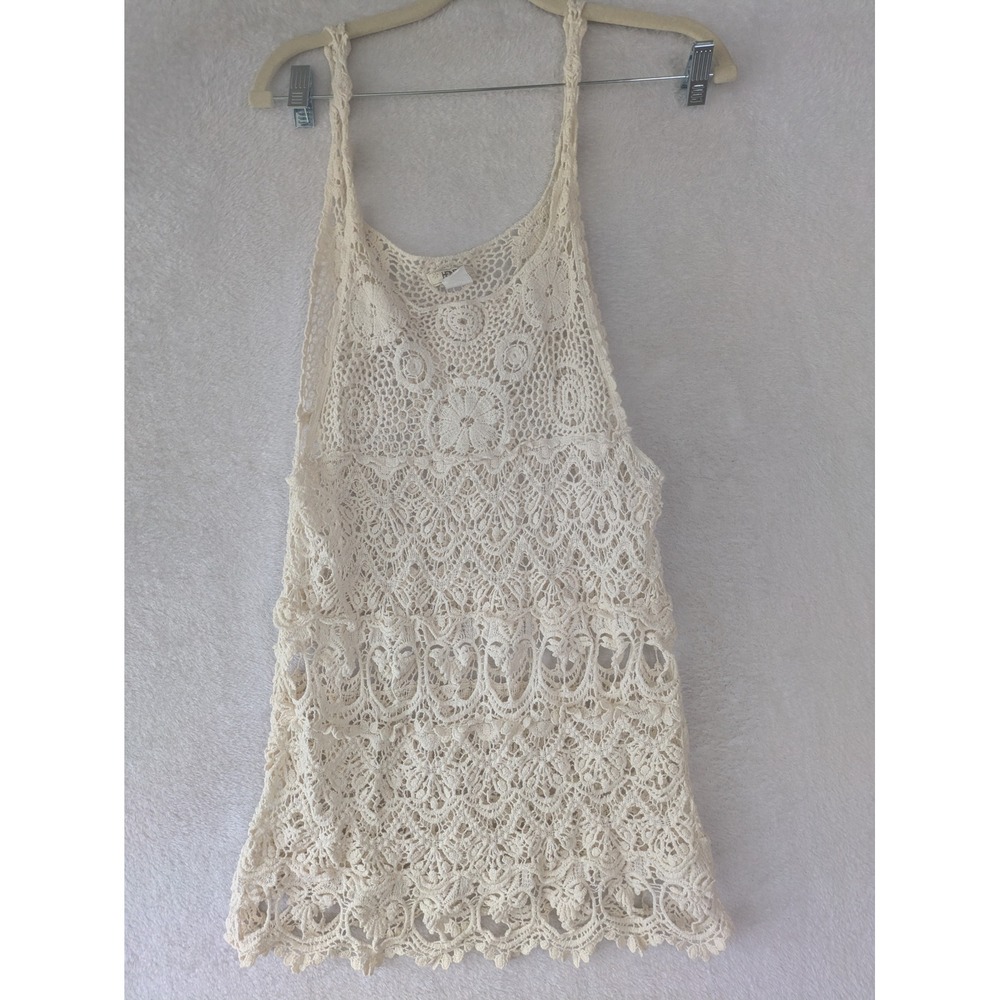 Hendi Crochet Lace Tank Top Women's Size S/M Cream Floral Boho